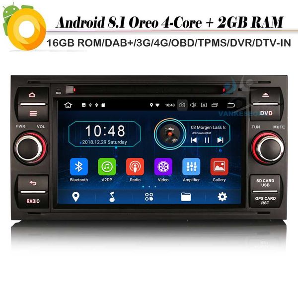 dab+ quad core android 8.1 autoradio sat nav wifi 4g gps bt obd bluetooth car radio player for focus mondeo transit fusion